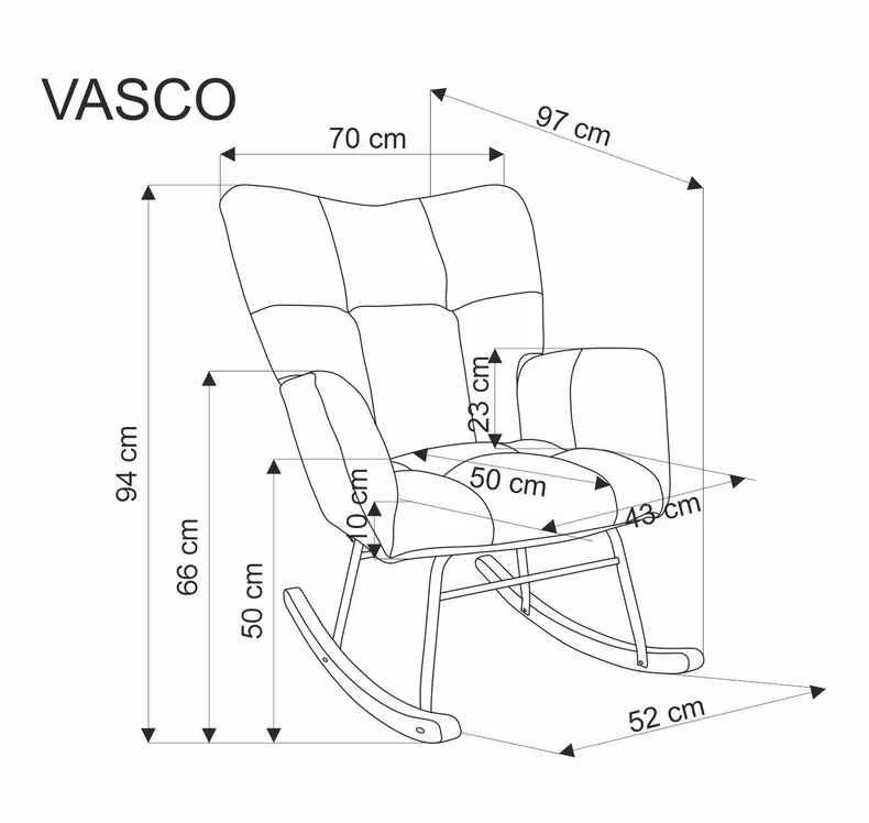 Кресло-качалка HALMAR VASCO, бежевый фото №2