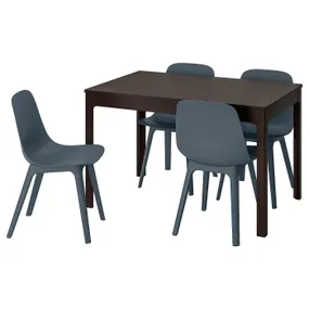 IKEA EKEDALEN ЭКЕДАЛЕН / ODGER ОДГЕР, стол и 4 стула, тёмно-коричневый / синий, 120 / 180 см 692.212.97 фото