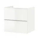 IKEA GODMORGON ГОДМОРГОН, шафа під раковину із 2 шухлядами, глянцевий білий, 60x47x58 см 801.955.36 фото thumb №1