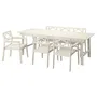 IKEA BONDHOLMEN БОНДХОЛЬМЕН, стіл+3 крісла з підлок+лав, вуличн, білий/бежевий 295.496.83 фото