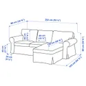 IKEA EKTORP ЕКТОРП, 3-місний диван, з шезлонгом/Tallmyra білий/чорний 394.305.51 фото thumb №7