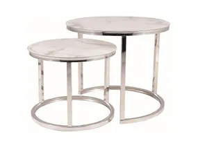 Комплект журнальных столиков (2 шт круглые) SIGNAL ATLANTA B II, 53x53 см, белый/хром фото