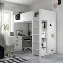 IKEA SMÅSTAD СМОСТАД, кровать-чердак, белый с письменным столом с 4 ящиками, 90x200 см 994.288.66 фото thumb №3