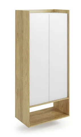 Книжный шкаф HALMAR MOBIUS 2D 78x41 см, корпус : натуральный гикори, фронты - альпийский белый фото