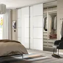 IKEA SKYTTA СКЮТТА / FÄRVIK ФЭРВИК, дверь раздвижная, комбинация, алюминий / белое стекло, 326x240 см 394.240.41 фото thumb №2