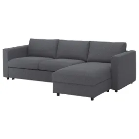 IKEA VIMLE ВИМЛЕ, 3-местный диван-кровать с козеткой, Окрашенный в средне-серый цвет 795.452.82 фото