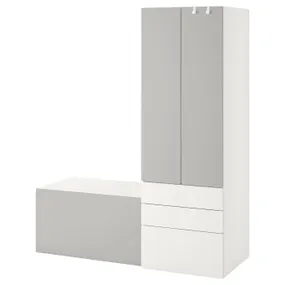 IKEA SMÅSTAD СМОСТАД / PLATSA ПЛАТСА, комбинация д / хранения, белый серый со скамейкой, 150x57x181 см 194.312.26 фото