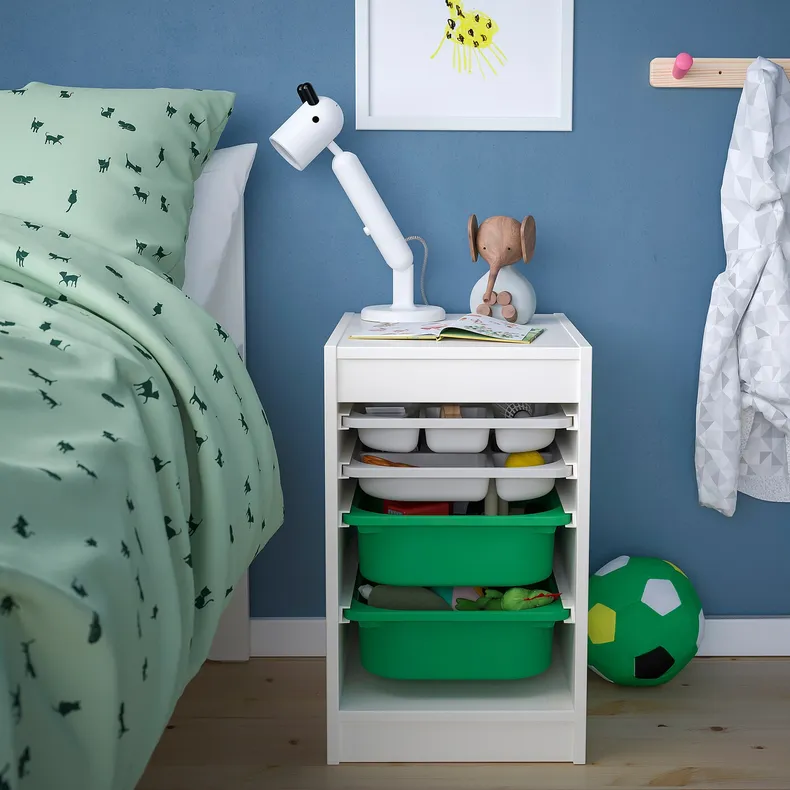 IKEA TROFAST ТРУФАСТ, комб д / збер з коробками / лотком, білий сірий / зелений, 34x44x56 см 094.804.15 фото №4