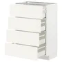 IKEA METOD МЕТОД / MAXIMERA МАКСИМЕРА, напольный шкаф 4 фасада / 4 ящика, белый / Вальстена белый, 60x37 см 595.071.96 фото