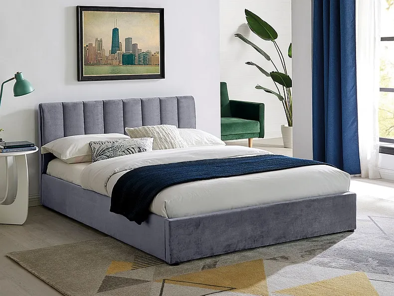 Ліжко двоспальне оксамитове SIGNAL MONTREAL Velvet, 160x200, сірий фото №14