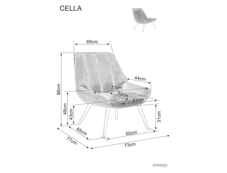 Кресло мягкое SIGNAL CELLA Brego, ткань: оливковый фото №5