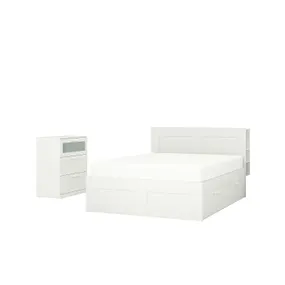 IKEA BRIMNES БРІМНЕС, меблі для спальні, компл із 2 предм, білий, 160x200 см 494.833.94 фото