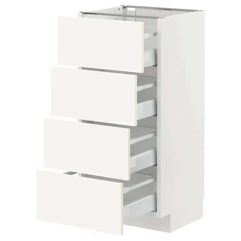 IKEA METOD МЕТОД / MAXIMERA МАКСИМЕРА, напольный шкаф 4 фасада / 4 ящика, белый / Вальстена белый, 40x37 см 795.071.95 фото №1