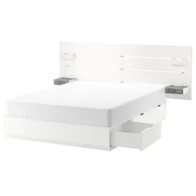 IKEA NORDLI НОРДЛИ, каркас кровати / отд д / хран / изголовье, белый, 160x200 см 692.414.22 фото