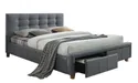 Ліжко двоспальне SIGNAL АСКОТ, сірий, 160x200 см, тканина/дуб фото thumb №1