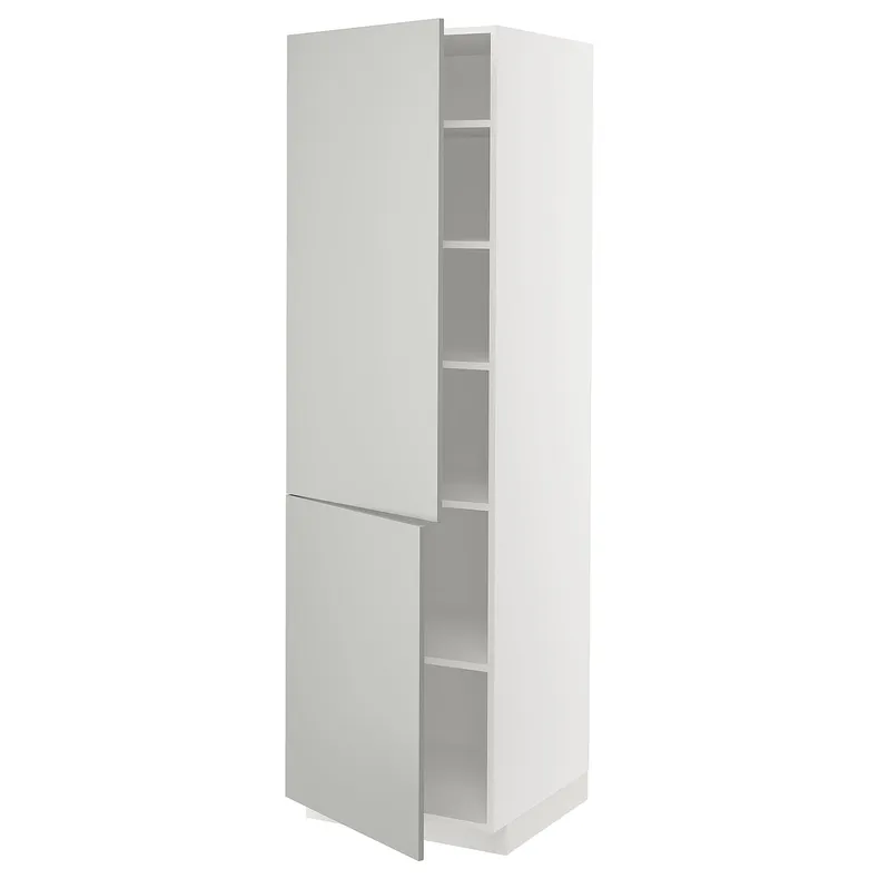 IKEA METOD МЕТОД, висока шафа із полицями / 2 дверцят, білий / Хавсторп світло-сірий, 60x60x200 см 095.390.10 фото №1