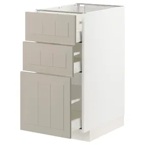 IKEA METOD МЕТОД / MAXIMERA МАКСИМЕРА, напольный шкаф с 3 ящиками, белый / Стенсунд бежевый, 40x60 см 294.081.12 фото
