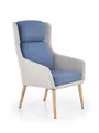 Кресло мягкое HALMAR PURIO светлый серый/синий фото
