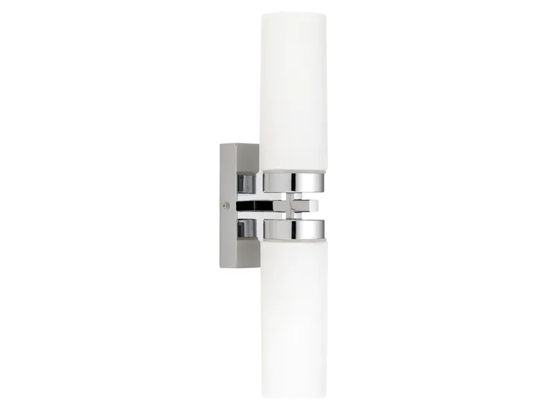 BRW Кельтський настінний світильник для ванної кімнати з 2 точками зі сталі та скла, срібла та білого 023685 фото №1