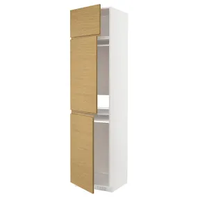 IKEA METOD МЕТОД, шафа висока для холод/мороз із 3 дв, білий / Voxtorp імітація. дуб, 60x60x240 см 895.392.90 фото