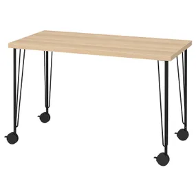 IKEA LAGKAPTEN ЛАГКАПТЕН / KRILLE КРИЛЛЕ, письменный стол, дуб, окрашенный в белый / черный цвет, 120x60 см 895.097.21 фото