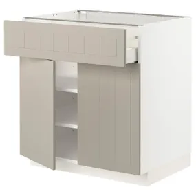 IKEA METOD МЕТОД / MAXIMERA МАКСИМЕРА, напольный шкаф с ящиком / 2дверцами, белый / Стенсунд бежевый, 80x60 см 794.681.08 фото