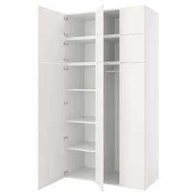 IKEA PLATSA ПЛАТСА, гардеробна шафа з 9 дверцятами, білий / ФОННЕС білий, 140x57x261 см 694.243.32 фото