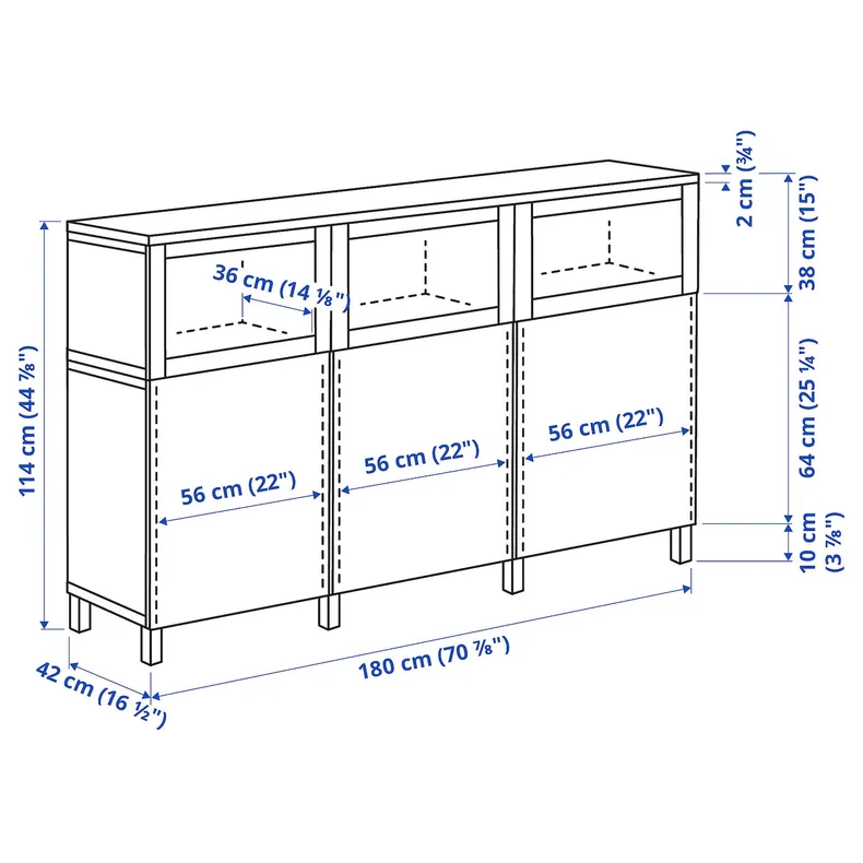 IKEA BESTÅ БЕСТО, комбинация для хранения с дверцами, Lappviken / Stubbarp / Sindvik черно-коричневое прозрачное стекло, 180x42x114 см 394.190.87 фото №4