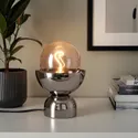 IKEA ACKJA АККЬЯ / MOLNART МОЛНАРТ, настольная лампа с лампочкой, эффект хрома / сфера серое прозрачное стекло 495.150.31 фото thumb №2