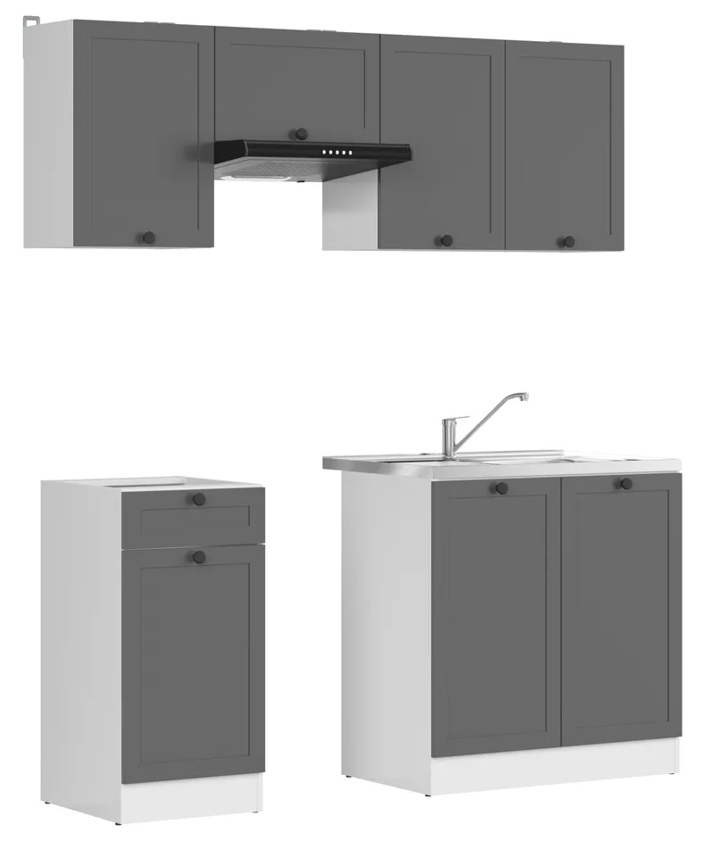 BRW кухонний гарнітур Junona Line 170 см з побутовою технікою графіт, білий/графіт JUNONA_AGD_WER_2/170_BBL-BI/GF фото №2
