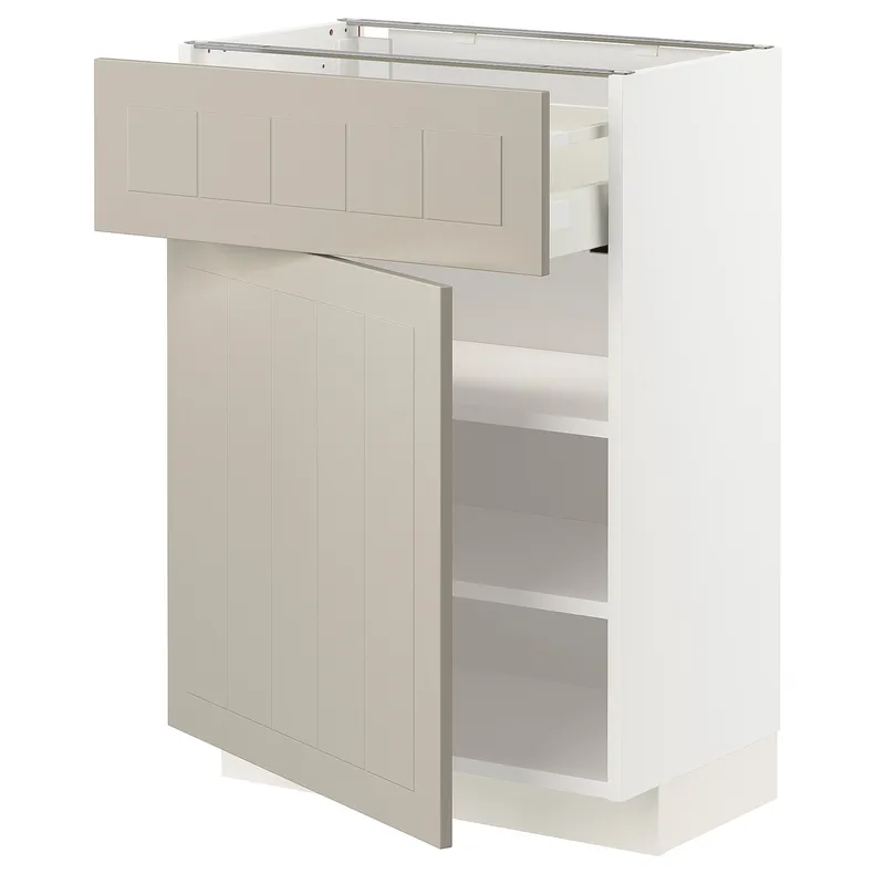 IKEA METOD МЕТОД / MAXIMERA МАКСИМЕРА, напольный шкаф с ящиком / дверцей, белый / Стенсунд бежевый, 60x37 см 594.681.09 фото №1
