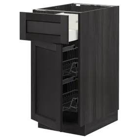 IKEA METOD МЕТОД / MAXIMERA МАКСИМЕРА, напольн шкаф с пров корз / ящ / дверью, черный / Лерхиттан с черными пятнами, 40x60 см 294.576.59 фото
