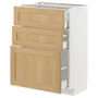 IKEA METOD МЕТОД / MAXIMERA МАКСИМЕРА, напольный шкаф с 3 ящиками, белый / дуб форсбака, 60x37 см 495.092.90 фото
