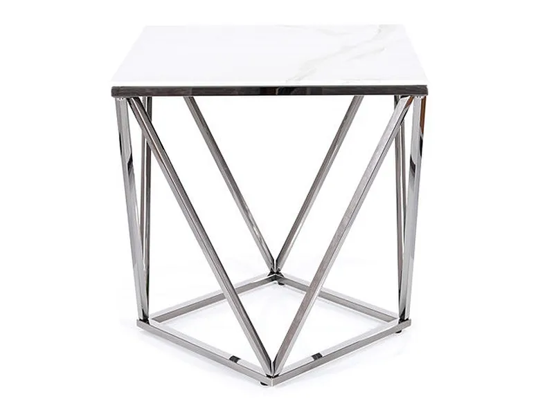 Журнальний столик SIGNAL SILVER B II, білий / сталь, 50x50 фото №7