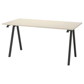 IKEA TROTTEN ТРОТТЕН, письменный стол, бежевый / антрацит, 160x80 см 694.295.65 фото