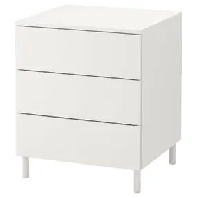 IKEA PLATSA ПЛАТСА, комод із 3 шухлядами, білий / ФОННЕС білий, 60x57x73 см 492.772.47 фото
