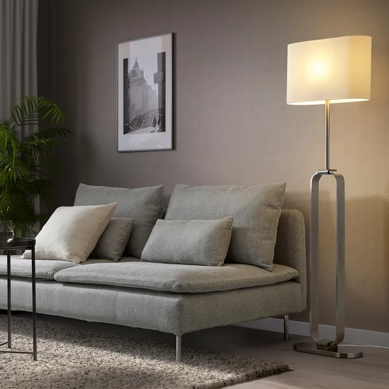 IKEA UPPVIND УППВИНД, светильник напольный, никелированный / белый, 150 см 204.378.21 фото №3