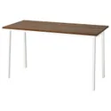 IKEA MITTZON МІТТЗОН, стіл для конференцій, шпон волоського горіха/білий, 140x68x75 см 695.330.05 фото thumb №1