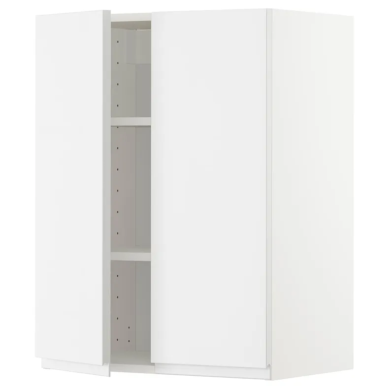 IKEA METOD МЕТОД, навесной шкаф с полками / 2дверцы, белый / Воксторп глянцевый / белый, 60x80 см 994.659.72 фото №1