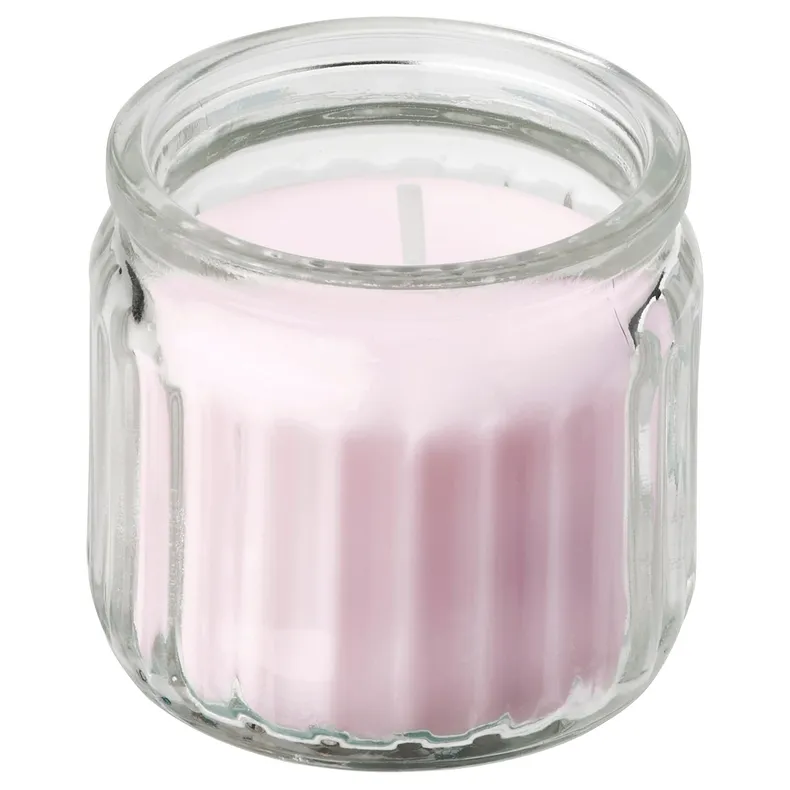 IKEA LUGNARE ЛУГНАРЕ, ароматизована свічка у склянці, жасмин/рожевий, 12 годин. 705.714.83 фото №1
