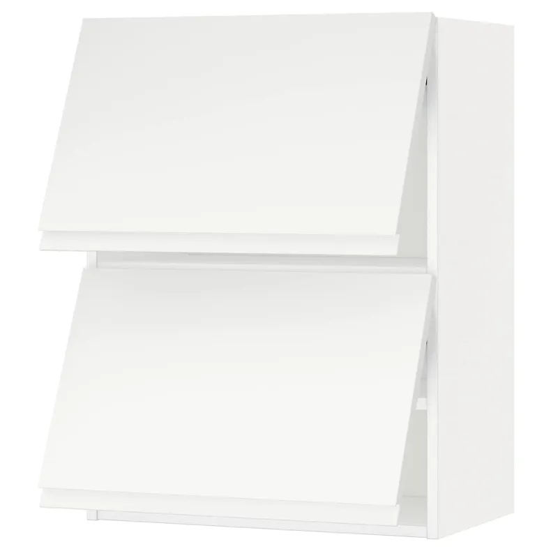 IKEA METOD МЕТОД, навесной горизонтальный шкаф / 2двери, белый / Воксторп матовый белый, 60x80 см 993.945.12 фото №1