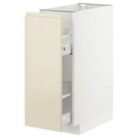 IKEA METOD МЕТОД, підлог шафа / висувна внутрішн секція, білий / Voxtorp високий глянець світло-бежевий, 30x60 см 393.005.40 фото
