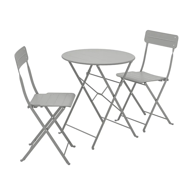 IKEA SUNDSÖ СУНДСЁ, стол+2стула,д/сада, серый/серый 294.349.22 фото №1