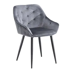 Кухонний стілець оксамитовий HALMAR K487 Velvet, BLUVEL 14 - сірий фото