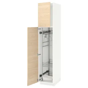 IKEA METOD МЕТОД, висока шафа із приладд д / прибирання, білий / АСКЕРСУНД під світлий ясен, 40x60x200 см 594.656.48 фото