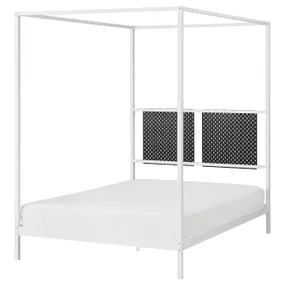 IKEA VITARNA ВИТАРНА, каркас кровати с 4-х стойками, белый Luröy/Skådis черный, 140x200 см 395.562.58 фото