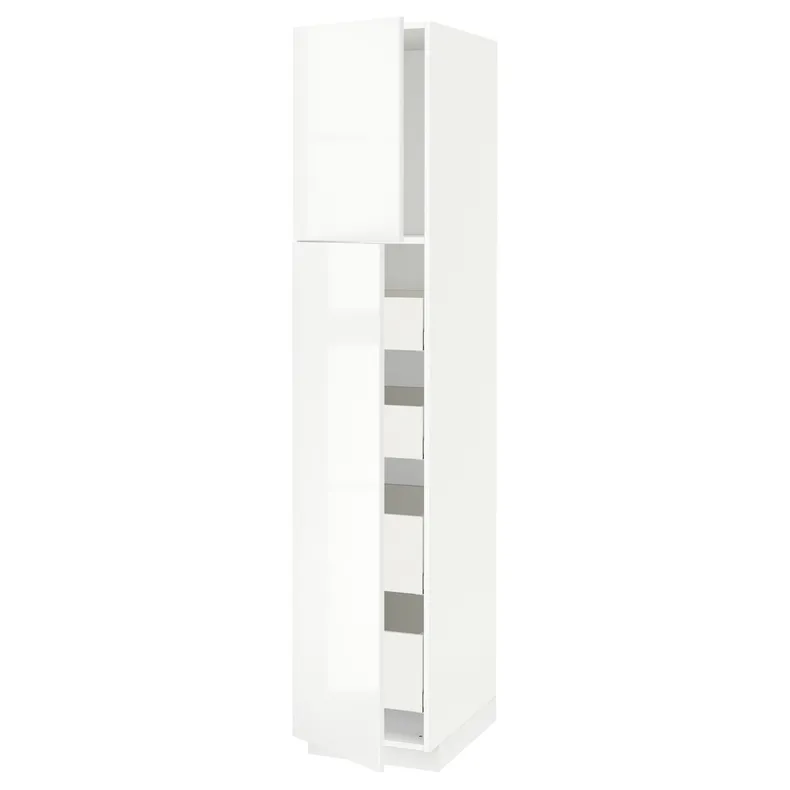 IKEA METOD МЕТОД / MAXIMERA МАКСІМЕРА, висока шафа, 2 дверцят / 4 шухляди, білий / РІНГХУЛЬТ білий, 40x60x200 см 994.569.01 фото №1