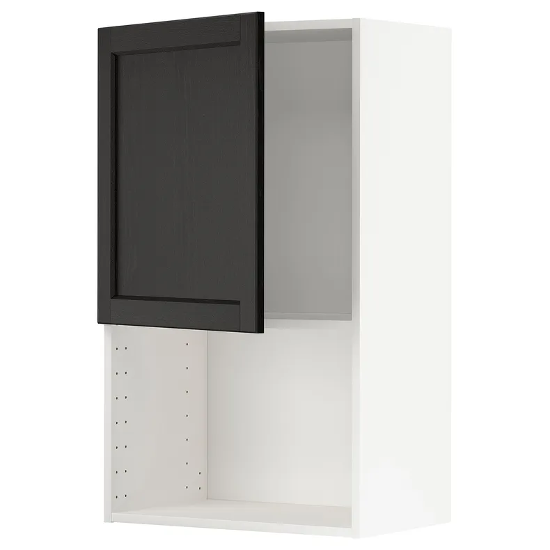 IKEA METOD МЕТОД, навесной шкаф для СВЧ-печи, белый / Лерхиттан с черными пятнами, 60x100 см 194.662.11 фото №1