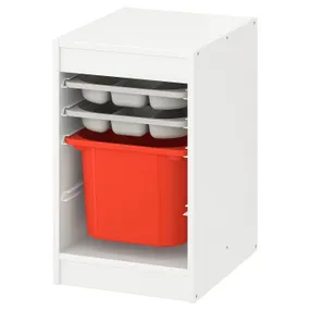 IKEA TROFAST ТРУФАСТ, комбинация с контейнером / лотками, белый серый / оранжевый, 34x44x56 см 194.803.92 фото