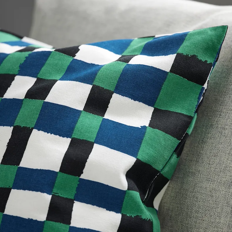 IKEA PLATTLUMMER ПЛАТТЛУММЕР, чехол на подушку, зелёный/синий, 50x50 см 305.827.04 фото №4
